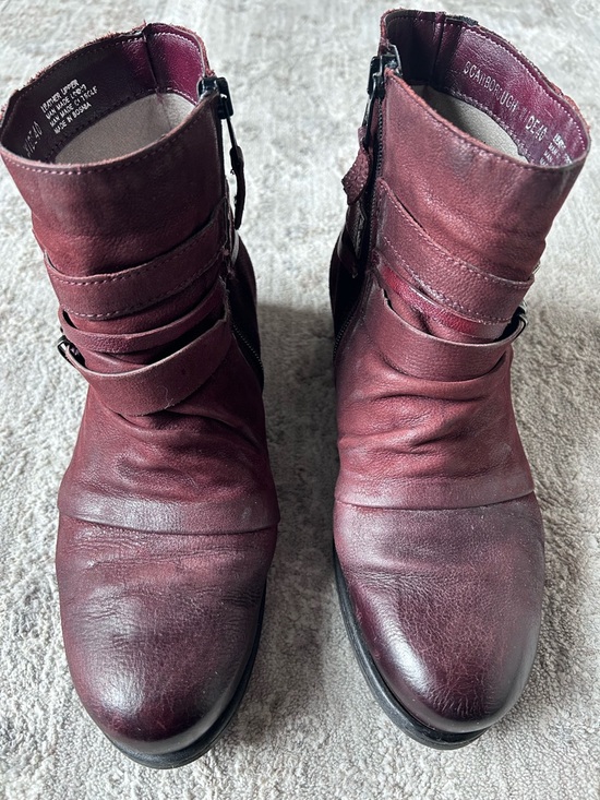 Miz Mooz Shoes - Miz Mooz Leather Ankle Side Zip Boots with Buckle Suzy Merlot 9-9.5W Scarborough